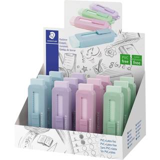 Staedtler Viskelæder PVC frit m/skub funktion ass pastel
