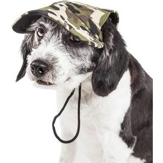 Pet Life Camouflage m?nstret hundehat med UV -d?kningsbeskyttelse - giver mere skygge end en hund Banadana - har ?rehuller og justerbare k?be -st