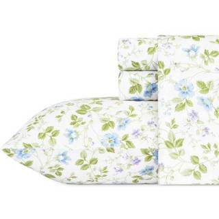 Laura Ashley - Queen Sheets Soft Sateen Cotton Bedding Set - Slank glat og ?ndbar boligindretning (Spring Bloom Wildflower Queen)