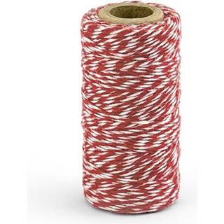 1 stk. Rød-Hvid Bomuldssnor, 50 meter Baker's Twine - Perfekt til Kreativt Håndarbejde og Dekoration