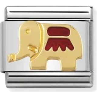 Nomination Classic - TIERE - LAND Edelstahl, Email und 18K-Gold (Elefant SCHWARZ) - schwarz