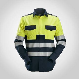 Snickers 8560 protecwork, high-vis langærmet skjorte, klasse1 navy/gul XS