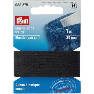 Elastic Band Gummi weich schwarz 25mm 1m - Schwarz