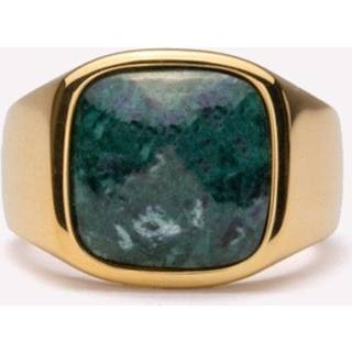 IX Cushion Signet Ring Green Marble