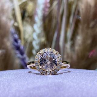 Henrik Ørsnes Design Ring i 14 Karat Guld med Pink Morganit og Brillanter 0,27 Carat W/SI