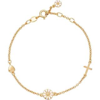 Lund Copenhagen marguerit forgyldt armbånd med tro, håb og kærlighed 14-16 cm