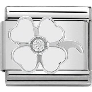 Nomination Classic - SilverShine aus Edelstahl mit 925er Silber, Email und Zirkonia - Kleeblatt Weiß - 330305/14 - silber