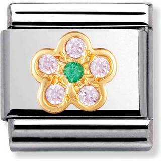Nomination Classic - NATURE Edelstahl, 18K-Gold und Cubic Zirc. (Blume ohne Stiel GELB/GRUN) - gelb