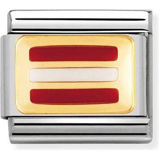 Nomination Classic - FLAGGE EUROPA Edelstahl, Email und 18K-Gold (LETTLAND) - rot