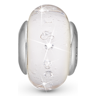 White Topaz Globe Charm 6 Mm Til Classic Læderarmbånd - Glas Sterling Sølv m. 16 Topas - Christina