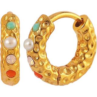 Hultquist Florence Coloured Hoops forgyldte øreringe, Ø 12 mm