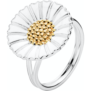 Lund Copenhagen marguerit ring 18 mm blomst - forgyldt & sølv - 9075018-HM