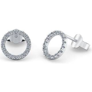 Cirkel 14 Karat Hvidguld Ørestikker fra Smykkekæden med Diamanter 0,15 Carat W/SI