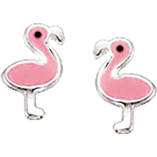 Scrouples Girls Pink Flamingo Børneørestikker i Sterling Sølv