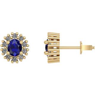 Roset 14 Karat Guld Ørestikker fra Henrik Ørsnes Design med Safir og Brillanter 0,30 Carat W/SI