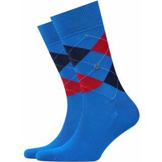 Burlington Manchester Mercerised Cotton Sock - Black/Checked - Str 46/50