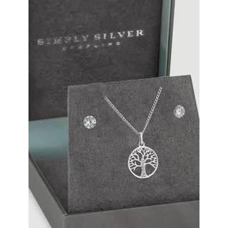 Simply Silver Simply Silver Sterling Silver Tone 925 Cubic Zirconia Tree of Love Jewellery Set - Gift Boxed