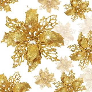 Kunstige blomster juledekoration 5-pak Guld