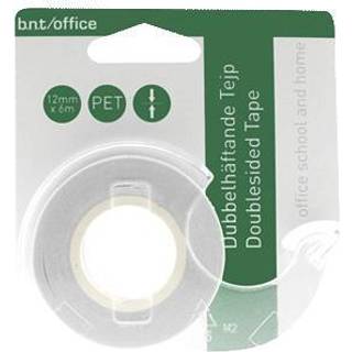 BNT dobbeltklæbende tape 12mmx6m m/dispenser klar