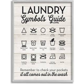 Stupell Industries vaskeri Symboler Guide Typografi Gr? indrammet v?gkunst 16x20 Multi-Color Design af kunstner bogstaver og foret