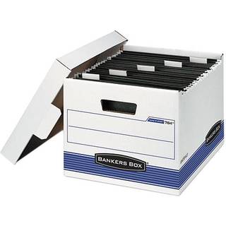 Bankers boks 4 pakke hang'n'stor mellemstore filopbevaringsbokse fastfold lift-off låg brev hvid/blå