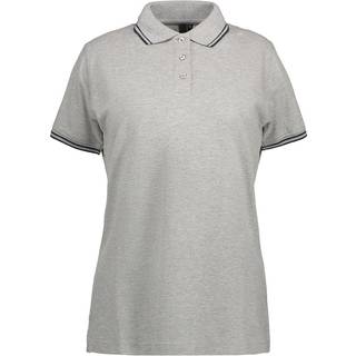 ID 0523 Kontrast poloshirt stretch dame Grå melange L