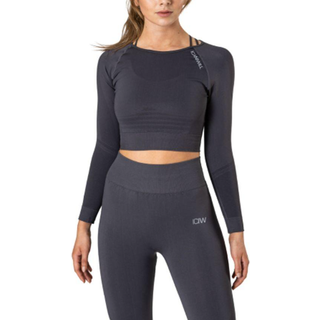 Define Seamless LS Crop Top Graphite Wmn