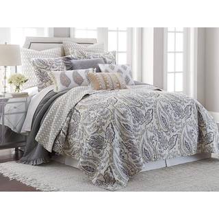 Levtex Home - Tamsin Gray Quilt Set - King Quilt + Two King Pillow Shams - Moderne Paisley - Gr? Taupe Off -white - Quilt St?rrelse (106x92in.) O