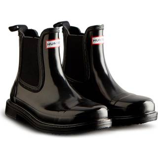 Hunter Hunter Dame Chelsea Commando Gloss Sorte Støvler
