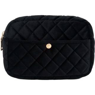 Fan Palm Beauty Bag Quilted Velvet Black Medium