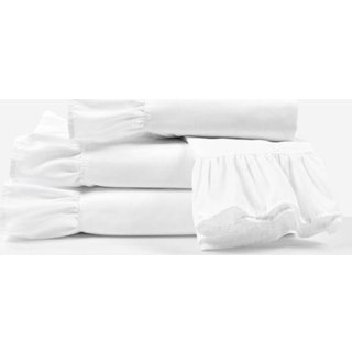 Frodig indretning Reyna Ruffle Sheet Set 6 stykker sæt fuld hvidt - bløde og behagelige ark med flæser - Klassisk elegant leags sæt - traditionel