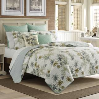 Tommy Bahama - Serenity Palm Collection - Quilt - 100% Cotton Soft & Breathable for alle s?soner forudvasket for ekstra komfort Twin Blue