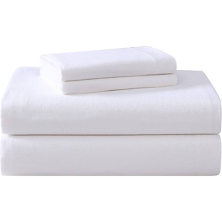 Laura Ashley - Queen Sheet Set Cotton Flannel Bedding b?rstet for ekstra bl?dhed og komfort (True White Queen)