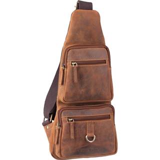 Greenburry Crossbody Bag Herren Leder Damen Umhängetasche 20x45cm "Vintage" antikbraun, Festivaltasche, 2 aufgesetzte Taschen, Crossover Tasche
