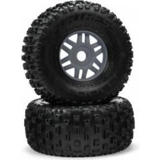 Arrma - ARA550069 - DBOOTS FORTRESS Dæk limet på Gun metal fælge med 17mm hex - 2 stk