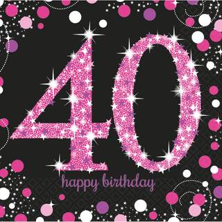 40 års fødselsdag servietter 16 stk. - Pink