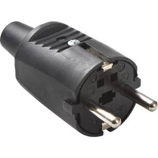 Schuko hanstik (230V AC, CEE7/7, IP44) | Sort