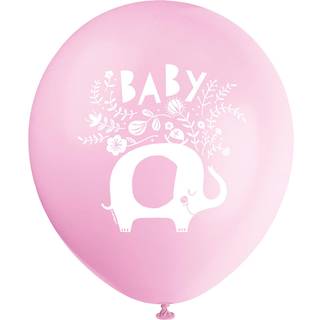 Baby shower balloner 8 stk. - Pink Floral Elephant