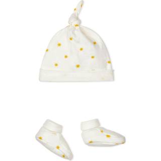 Petit Bateau Printed Hat And Booties Set Cream 18 Months  Hvid  18 måneder  Unisex