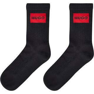 HUGO 2pak bomuldsstrømper i sort m. logo til kvinder