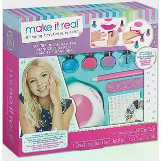 Make it Real Glitter Dream Nail Spa - 3 neglelakker, klistermærker, neglefil og negletørrer
