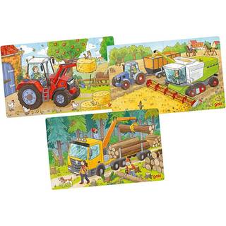 Goki Wooden Jigsaw Puzzle Vehicles Set of 3 Wood