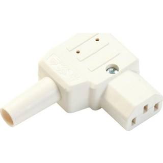 Vinklet apparat strøm hunstik med jord (230V AC, C13) | Hvid