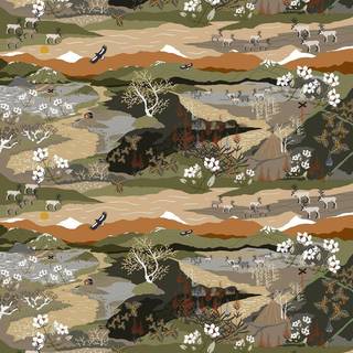 Arvidssons Textil Fjällvandring stof Grøn/Rust