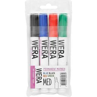 Office marker permanent med rund spids 2mm, sæt med 4 farver