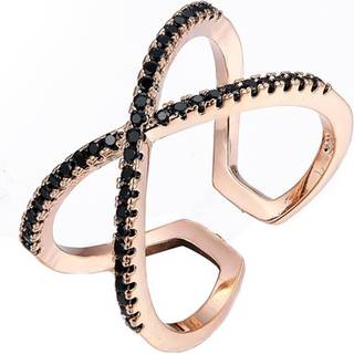 Everneed Scarlett Rosaguldfarvet Krydsring med sorte zirconia sten (U)