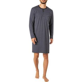 CALIDA Herren Nachthemd blau Jersey-Baumwolle Gestreift Comfort Fit