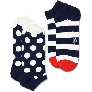 2-Pack Striped Low Cut Socks | Big Dot Design - Navy, Red, White - 36-40
