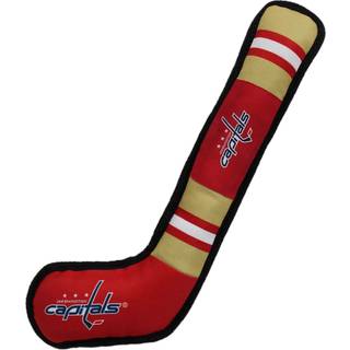 Pets First Dog Toy Tough Nylon med indre Squeaker Licenseret af NHL Washington Capitals Hockey Stick Toy til hunde og katte Spil hockey med dit k