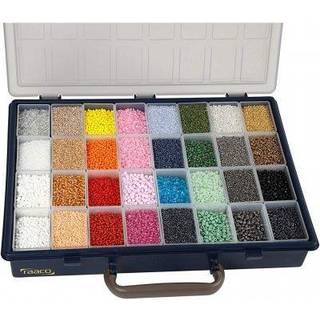 Rocaiperler, diam. 1,7+3+4 mm, str. 6/0+8/0+12/0, hulstr. 0,5-1,2 mm, Farve kan variere, 32x100g/ 1 pk.